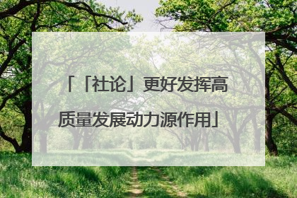「社论」更好发挥高质量发展动力源作用