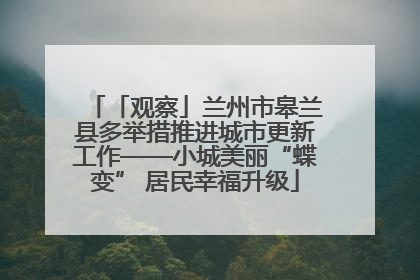 「观察」兰州市皋兰县多举措推进城市更新工作——小城美丽“蝶变” 居民幸福升级