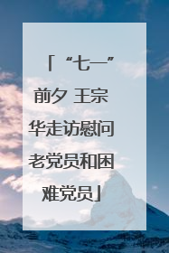 “七一”前夕 王宗华走访慰问老党员和困难党员