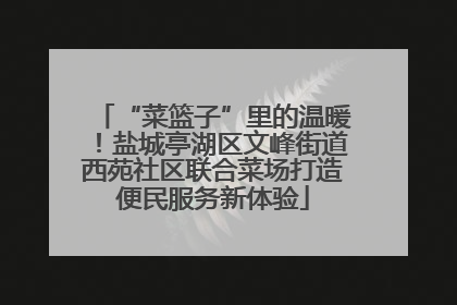 “菜篮子”里的温暖！盐城亭湖区文峰街道西苑社区联合菜场打造便民服务新体验