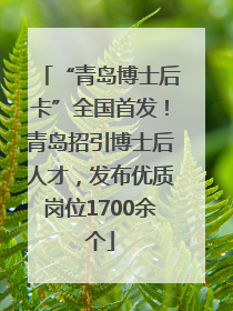 “青岛博士后卡”全国首发！青岛招引博士后人才，发布优质岗位1700余个