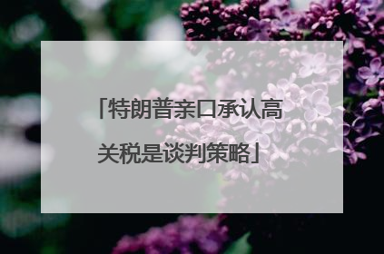 特朗普亲口承认高关税是谈判策略
