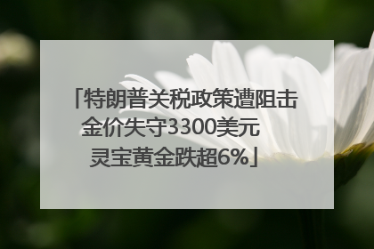 特朗普关税政策遭阻击金价失守3300美元 灵宝黄金跌超6%