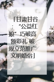 甘肃甘谷：“公益红娘”巧破高额彩礼 破规立范推广文明婚俗