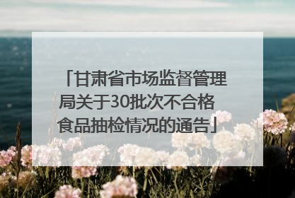 甘肃省市场监督管理局关于30批次不合格食品抽检情况的通告