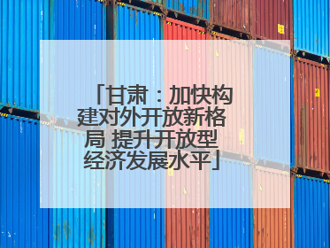甘肃：加快构建对外开放新格局 提升开放型经济发展水平