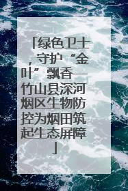 绿色卫士，守护“金叶”飘香—竹山县深河烟区生物防控为烟田筑起生态屏障