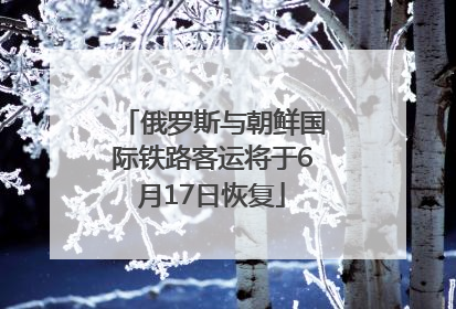 俄罗斯与朝鲜国际铁路客运将于6月17日恢复
