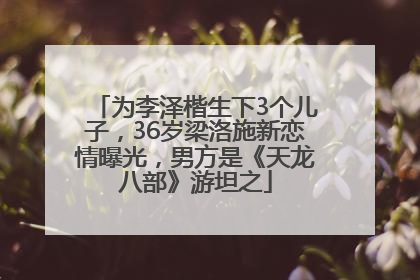 为李泽楷生下3个儿子，36岁梁洛施新恋情曝光，男方是《天龙八部》游坦之