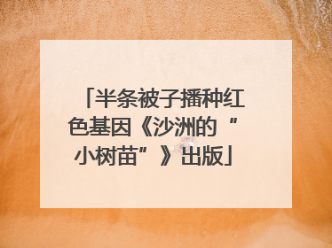 半条被子播种红色基因《沙洲的“小树苗”》出版