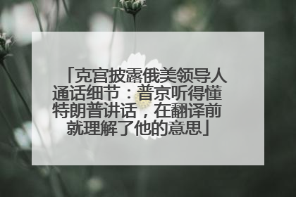 克宫披露俄美领导人通话细节：普京听得懂特朗普讲话，在翻译前就理解了他的意思
