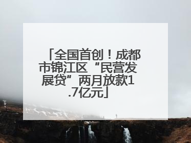 全国首创！成都市锦江区“民营发展贷”两月放款1.7亿元