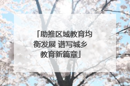 助推区域教育均衡发展 谱写城乡教育新篇章