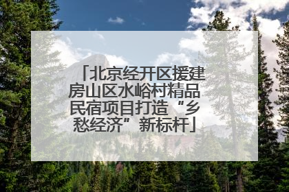 北京经开区援建房山区水峪村精品民宿项目打造“乡愁经济”新标杆
