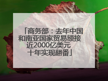 商务部：去年中国和南亚国家贸易额接近2000亿美元 十年实现翻番