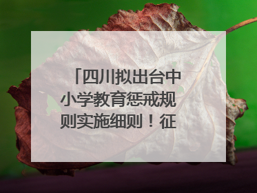 四川拟出台中小学教育惩戒规则实施细则！征求意见中