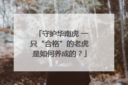 守护华南虎 一只“合格”的老虎是如何养成的？