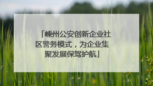 嵊州公安创新企业社区警务模式，为企业集聚发展保驾护航