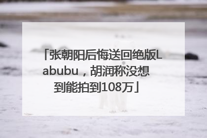 张朝阳后悔送回绝版Labubu，胡润称没想到能拍到108万