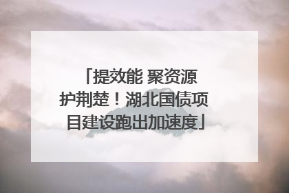 提效能 聚资源 护荆楚！湖北国债项目建设跑出加速度