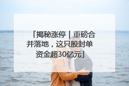 揭秘涨停｜重磅合并落地，这只股封单资金超30亿元