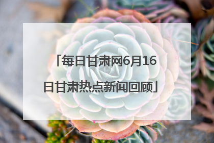 每日甘肃网6月16日甘肃热点新闻回顾
