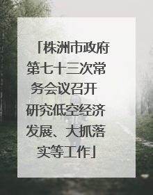 株洲市政府第七十三次常务会议召开 研究低空经济发展、大抓落实等工作