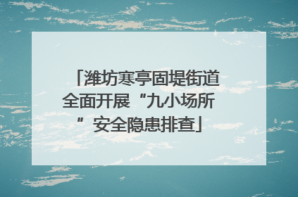 潍坊寒亭固堤街道全面开展“九小场所”安全隐患排查