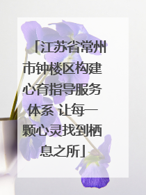 江苏省常州市钟楼区构建心育指导服务体系 让每一颗心灵找到栖息之所