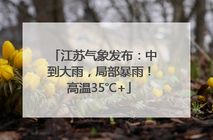 江苏气象发布：中到大雨，局部暴雨！高温35℃+