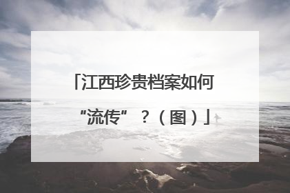江西珍贵档案如何“流传”？（图）