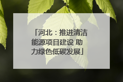 河北：推进清洁能源项目建设 助力绿色低碳发展