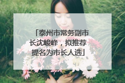 泰州市常务副市长沈峻峰，拟推荐提名为市长人选