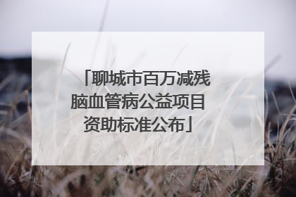 聊城市百万减残脑血管病公益项目资助标准公布