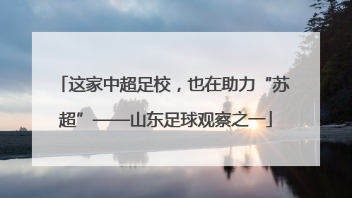 这家中超足校，也在助力“苏超”——山东足球观察之一