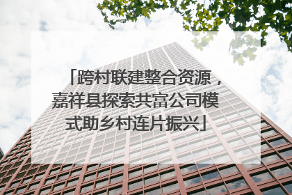 跨村联建整合资源，嘉祥县探索共富公司模式助乡村连片振兴