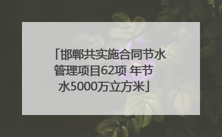 邯郸共实施合同节水管理项目62项 年节水5000万立方米