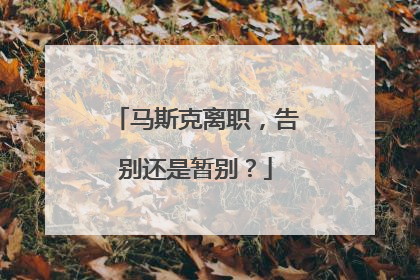 马斯克离职，告别还是暂别？