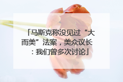 马斯克称没见过“大而美”法案，美众议长：我们曾多次讨论