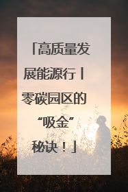 高质量发展能源行丨零碳园区的“吸金” 秘诀！