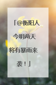 @衡阳人 今明两天将有暴雨来袭！
